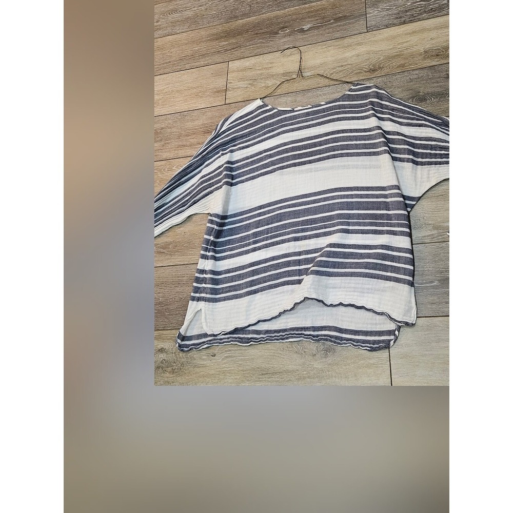 LOFT Blue and White Striped Cotton Tunic Top Size Medium